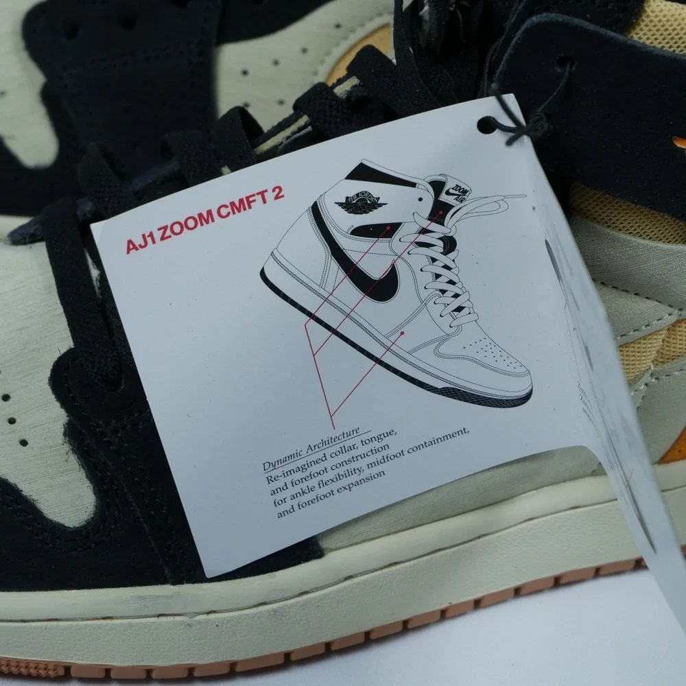 Air Jordan 1 Zoom CMFT 2 Muslin Celestial Gold Black DV1307-100‎ Mens 9.5